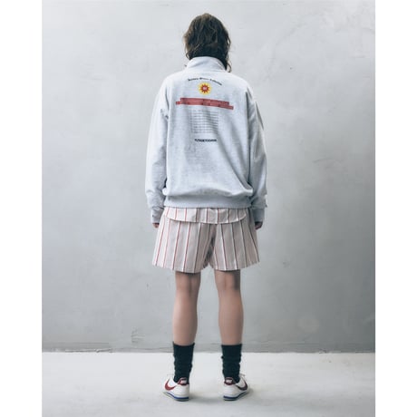 YUTASETOGAWA /  WIDE BERMUDA SHORTS STRIPED COTTON *RED