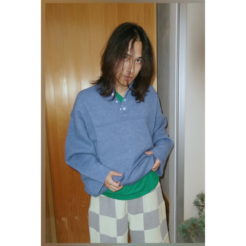 Blanc YM / Wool Fleece Snap Pullover *Sax blue