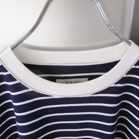 FUJI / SUPIMA COTTON BORDER S/S T-SHIRT *NAVY