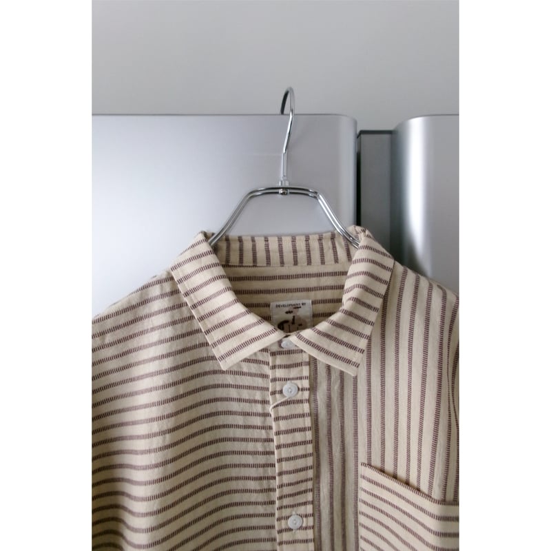 NO ROLL / NORMAL SHIRT STRIPE S/S *BROWN | AVET