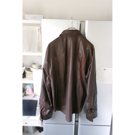 NVRFRGT /  LEATHER PANELED LONG SLEEVE SHIRT *BROWN