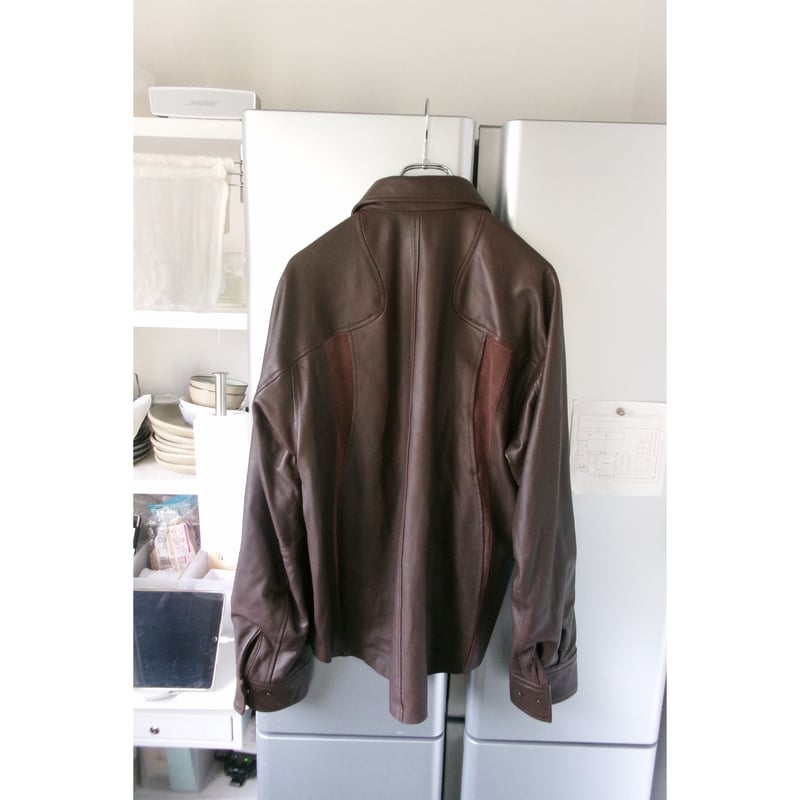 NVRFRGT / LEATHER PANELED LONG SLEEVE SHIRT *B