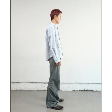 NVRFRGT / PANELLED LONG SLEEVE SHIRT *SAX
