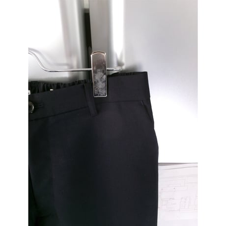 FUJI /MOHAIR POPLIN STRAIGHT SLACKS *NAVY