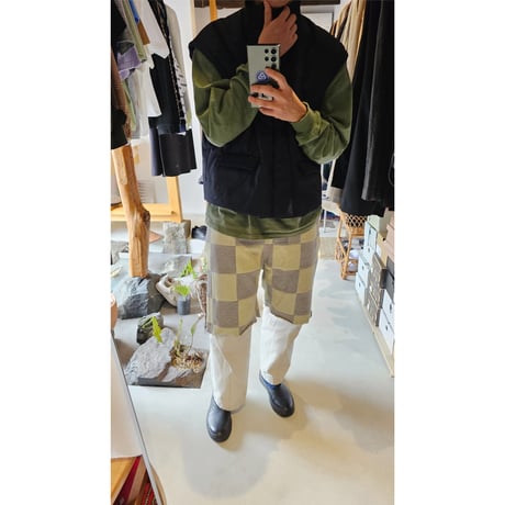 TOZAOU / Tile Panel Monpe Shorts *Gray × Yellowinig