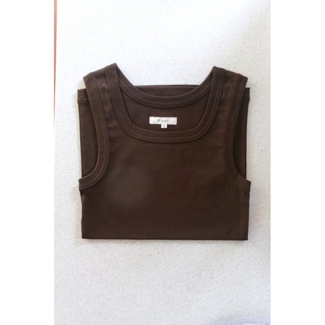 FUJI / COTTON SQUARE TANK TOP(for ladies) *BROWN
