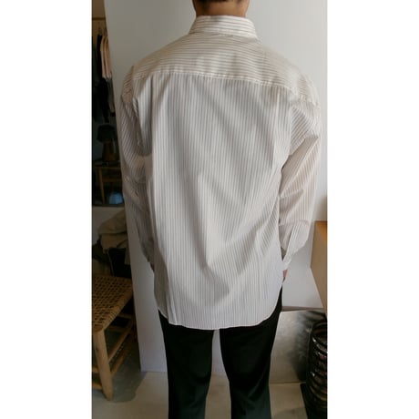 FUJI /  CLASSIC COLLAR STRIPE SHIRT *RED BROWN STRIPE