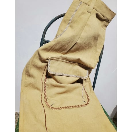 TOZAOU / Hand Embroidery Fierd Pants -Yellow