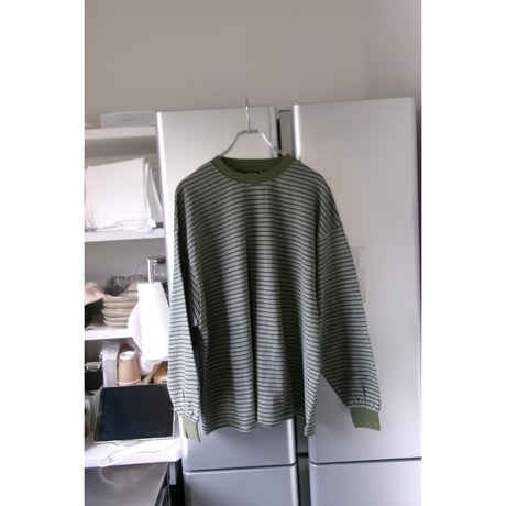 EVCON/ BORDER WIDE L/S T-SHIRT *KHAKI