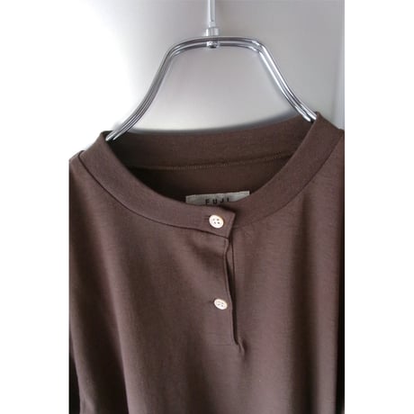 FUJI / COTTON HENRY NECK S/S T-SHIRTS (for ladies) *BROWN