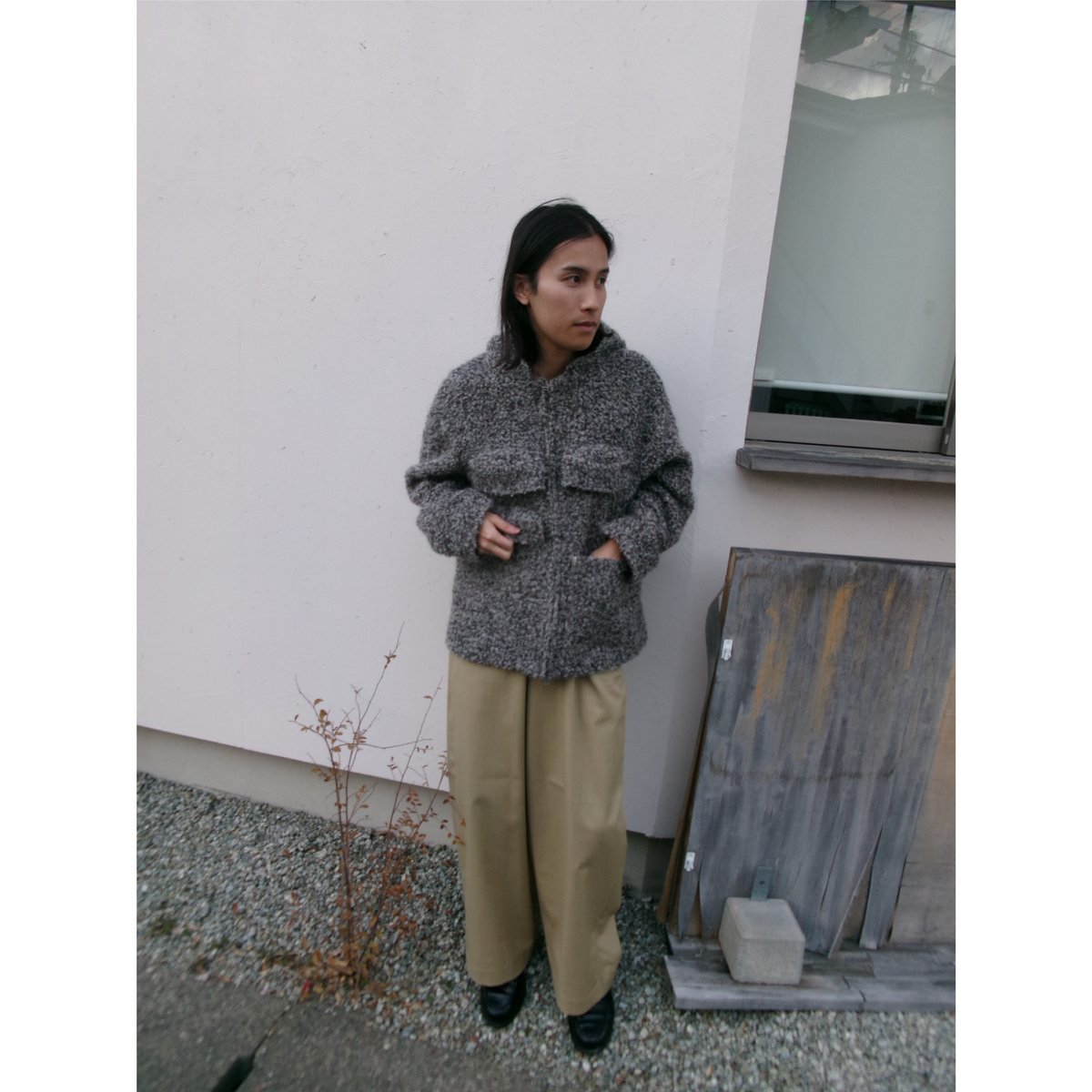 UNIVERSAL PRODUCTS / COTTON WOOL WIDE TROUSERS