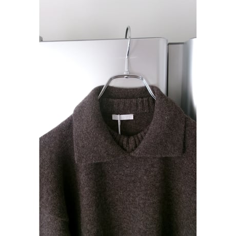 Blanc YM / ALPACAPOLO COLLAR KNIT SHIRT *BROWN