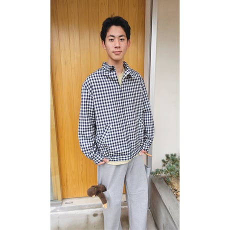 FUJI /  WOOL STAND COLLAR BLOUSON *BLUE