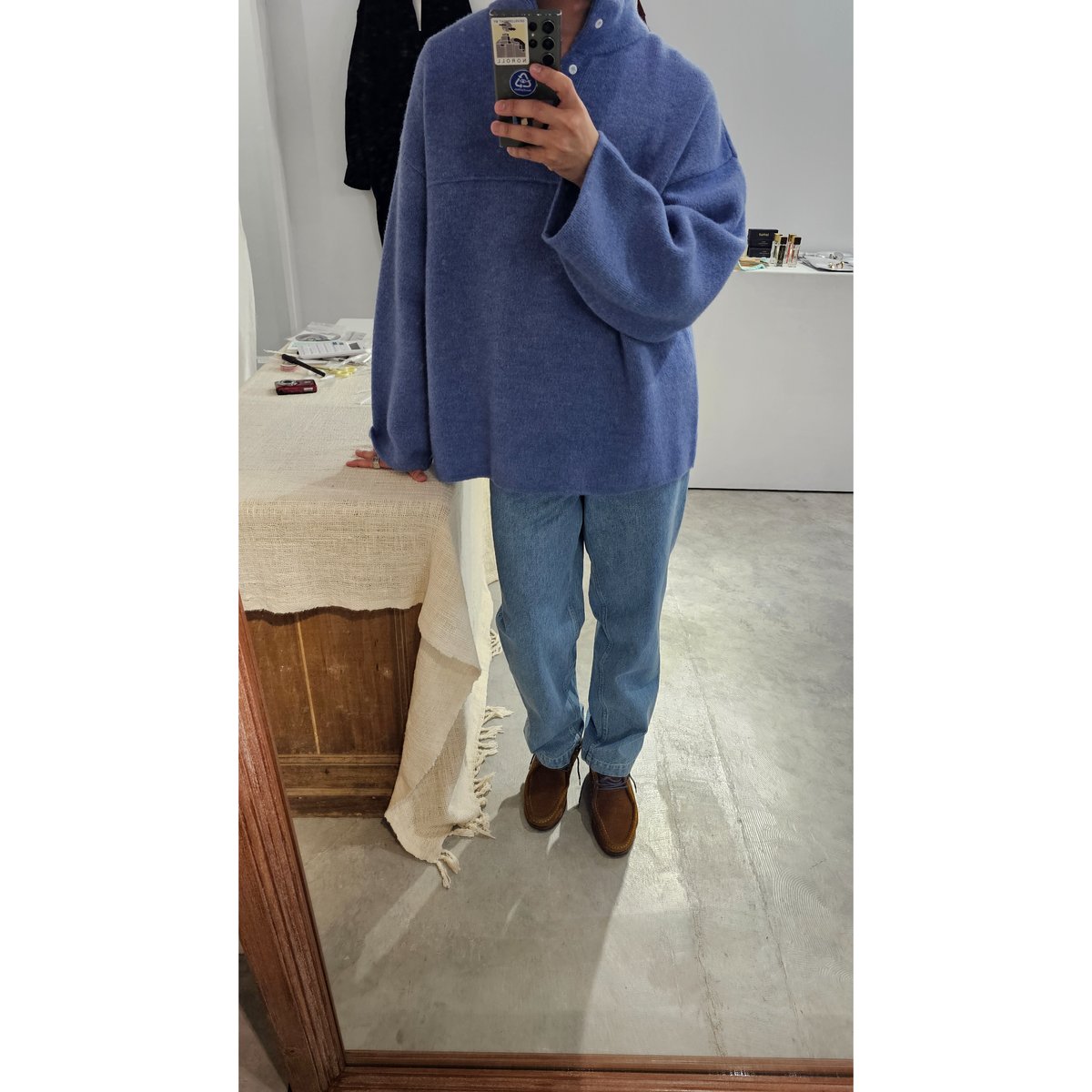 トップス 24aw Blanc YM Wool Fleece Snap Pullover Blanc YM / Wool Fleece Snap Pullover *Sax blue