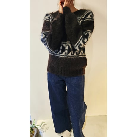 NVRFRGT / NATIVE JACQUARD MOHAIR V-NECK
