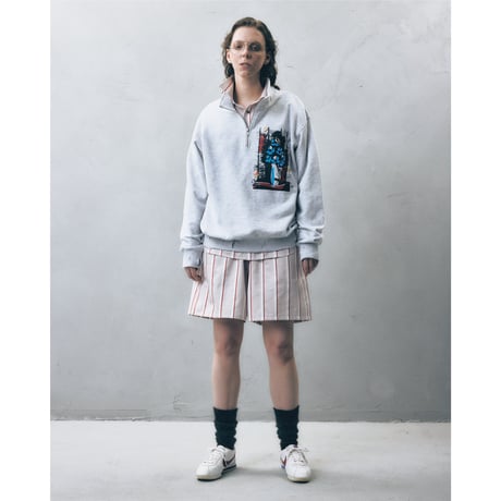 YUTASETOGAWA / YS-UNIFORM HALF ZIP SWEATSHIRT W/DECORATION *ASH