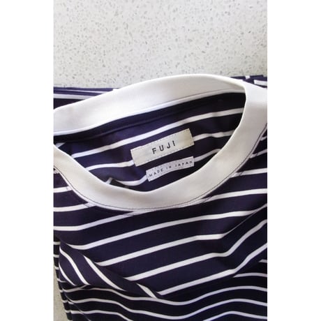 FUJI / SUPIMA COTTON BORDER S/S T-SHIRT *NAVY