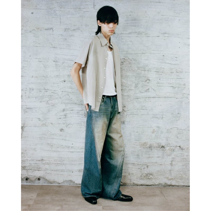 NVRFRGT / 3D TWISTED WIDE LEG JEANS *DIRTY FADE...