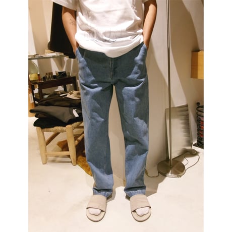 FUJI /  WASH DENIM SLACKS *BLUE