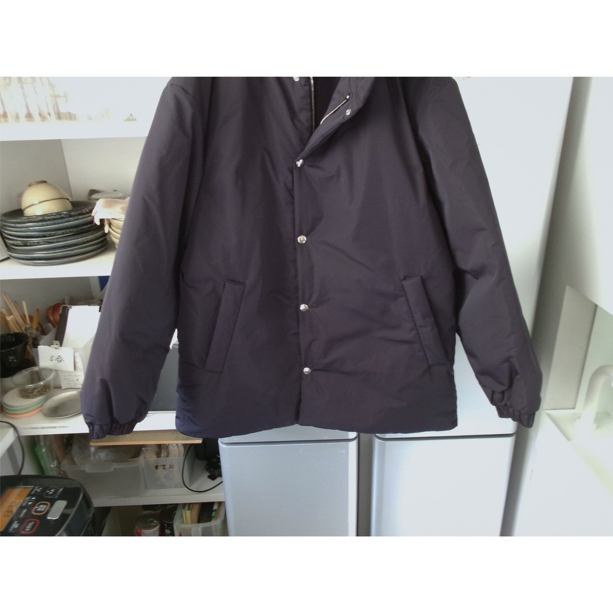 FUJI / SILK POLYESTER PADET JACKET *NAVY | AVET