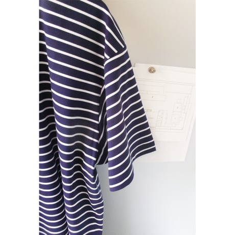 FUJI / SUPIMA COTTON BORDER S/S T-SHIRT *NAVY