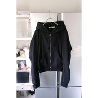 NVRFRGT /  PANELLED ZIP UP HOODIE *DARK NAVY