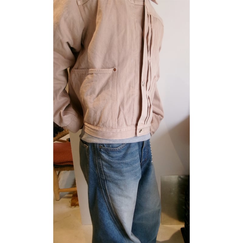 総プリーツ 立体 ジャケット ボレロ pleats 6OZ BLEACHED