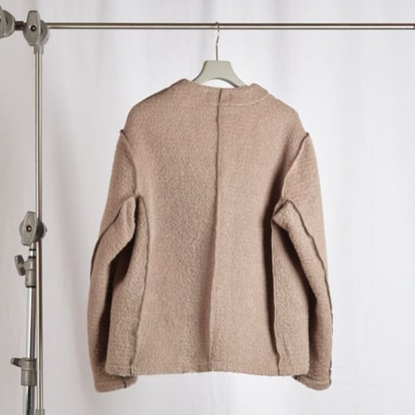 NVRFRGT / WOOL MOHAIR SHAGGY INSIDE OUT PANEL CARDIGAN – BEIGE