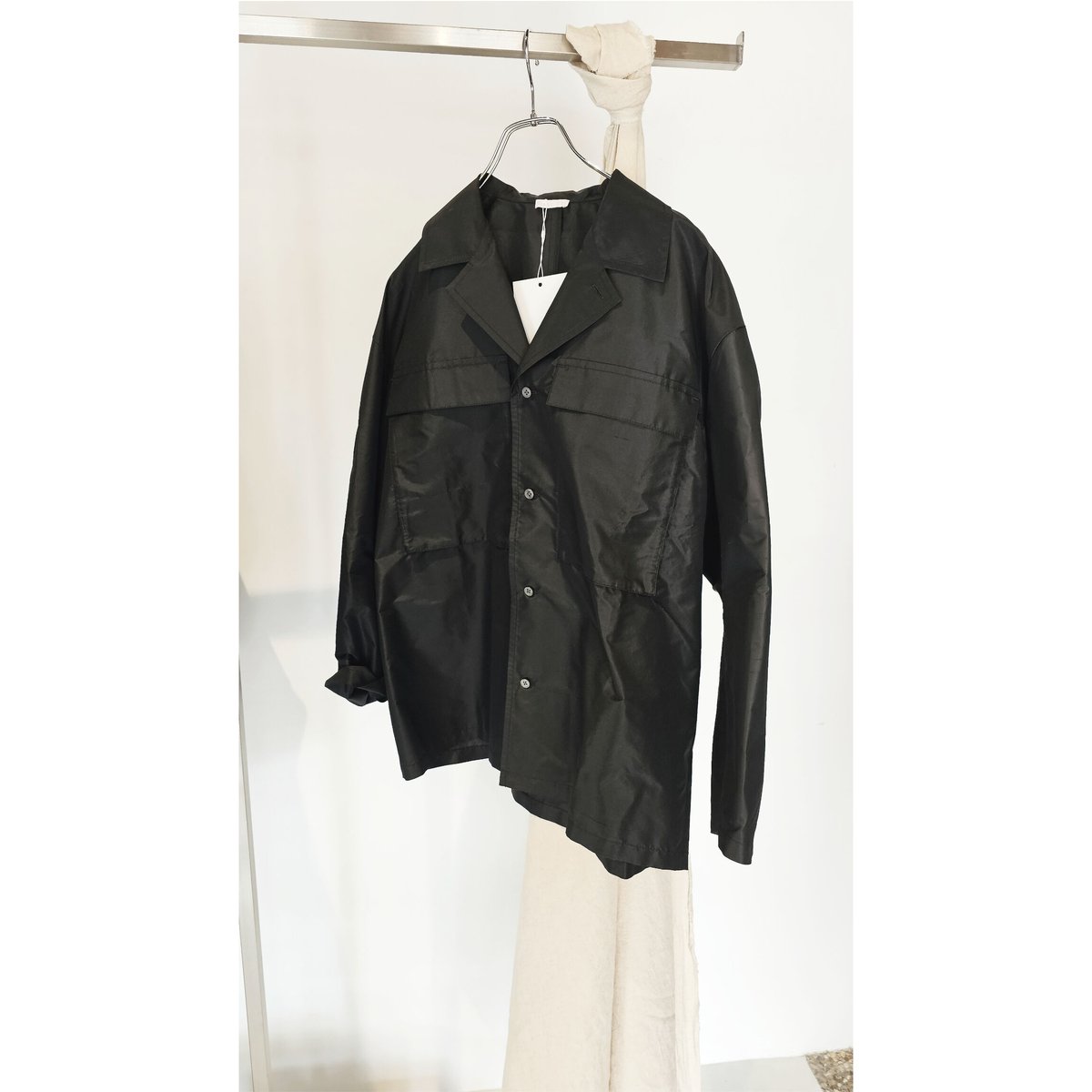 Blanc YMブランymSilk Shantung Short Coat Blanc YM / Silk Shantung utility JKT *BLACK | A