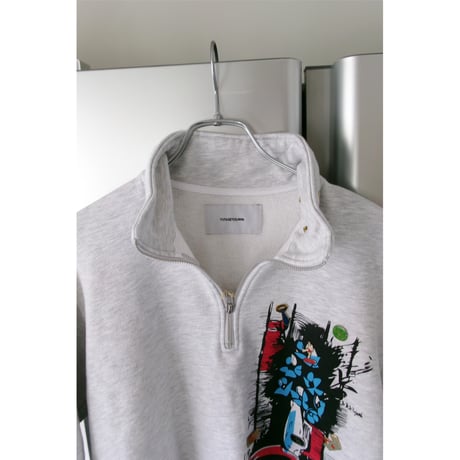 YUTASETOGAWA / YS-UNIFORM HALF ZIP SWEATSHIRT W/DECORATION *ASH