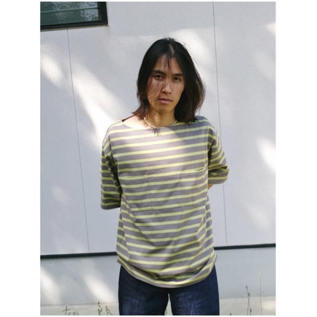 TOZAOU / Wall Pocket Tee *Gray×Yellow