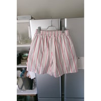 YUTASETOGAWA /  WIDE BERMUDA SHORTS STRIPED COTTON *RED