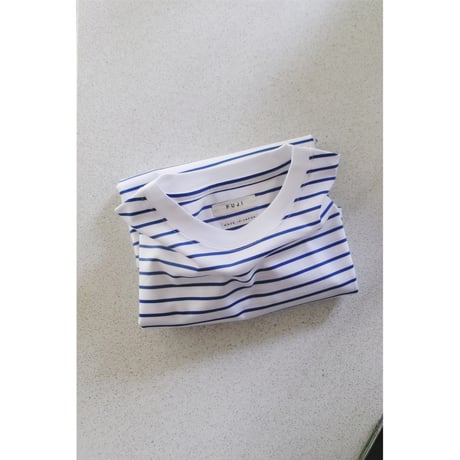 FUJI / SUPIMA COTTON BORDER S/S T-SHIRT *WHITE
