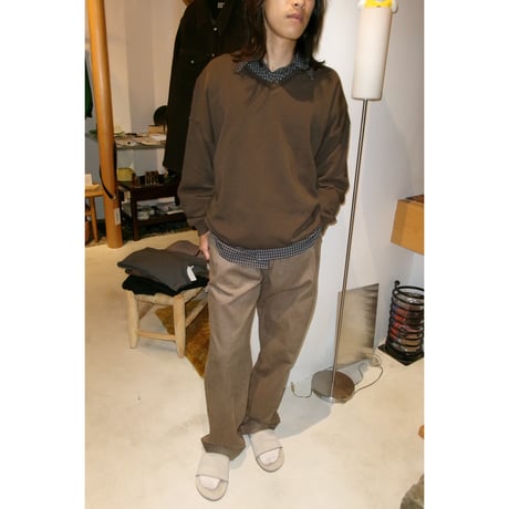EVCON / V NECK SWEAT *BROWN