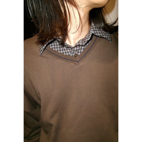 EVCON / V NECK SWEAT *BROWN