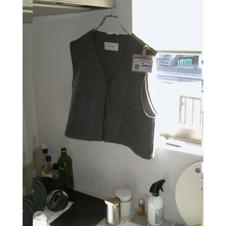 YUTASETOGAWA / "ME" DOCTOR VEST WOOL MELTON *GRY