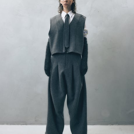 YUTASETOGAWA / "ME" DOCTOR VEST WOOL MELTON *GRY