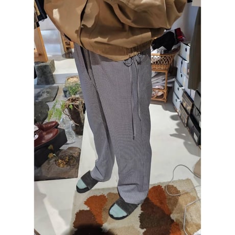 OLD FOLK HOUSE / WOOL LOUNGE PANTS *WHITE&NAVY(GINGHAM)