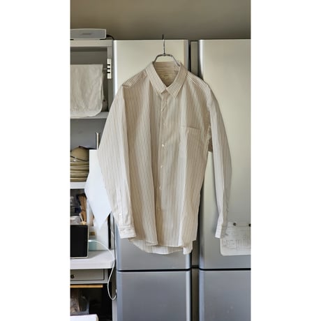 FUJI /  CLASSIC COLLAR STRIPE SHIRT *RED BROWN STRIPE