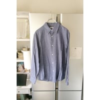 MY___ / COTTON LINEN FLANNEL CHECKED SHIRT *BLUE