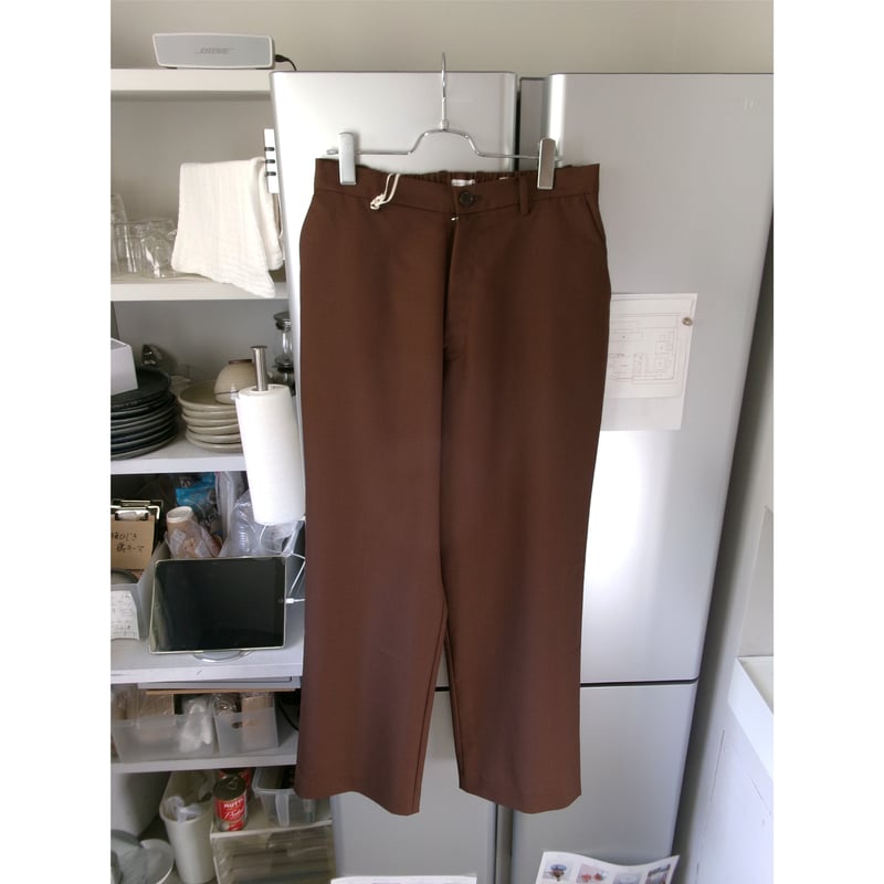 CTHY MARBLING WIDE SLACKS ブラウン　サイズ1 FUJI /MOHAIR POPLIN STRAIGHT SLACKS *BROWN | AVET