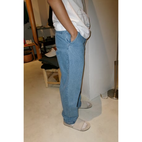 FUJI /  WASH DENIM SLACKS *BLUE