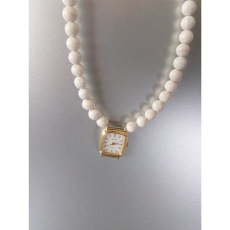 HIDAKA / Orbit Watch Necklace - Riverstone *Beige