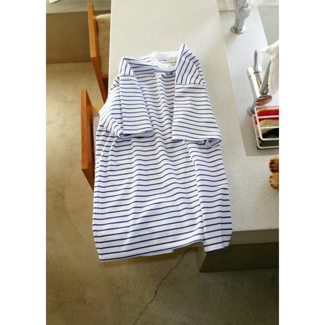 FUJI / SUPIMA COTTON BO RDER S/S T-SHIRTS *BLUE