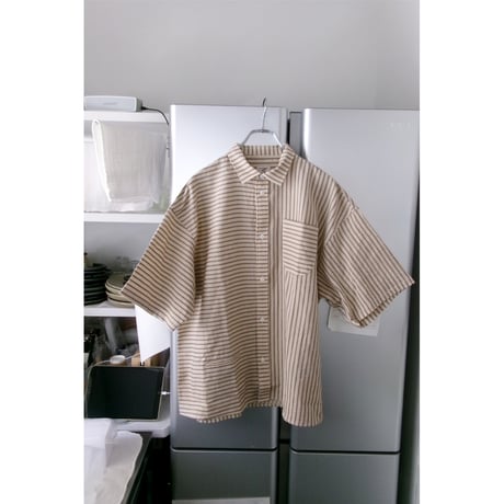 NO ROLL / NORMAL SHIRT STRIPE S/S *BROWN