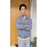 FUJI /  WOOL STAND COLLAR BLOUSON *BLUE