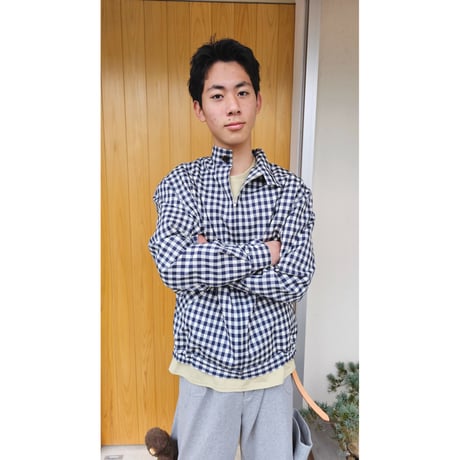 FUJI /  WOOL STAND COLLAR BLOUSON *BLUE