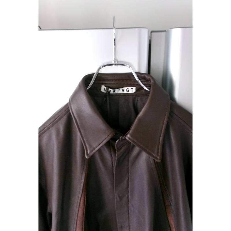 NVRFRGT / LEATHER PANELED LONG SLEEVE SHIRT *B