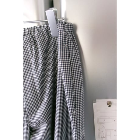 OLD FOLK HOUSE / WOOL LOUNGE PANTS *WHITE&NAVY(GINGHAM)