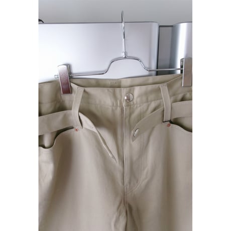 ABELIA EDWARD GOUCHA / DOUBLE BELT PANTS *BEIGE